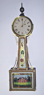 Mahogany and gilt front patent timepiece, Massachusetts circa 1830